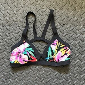 Hurley Black Floral Bikini Top